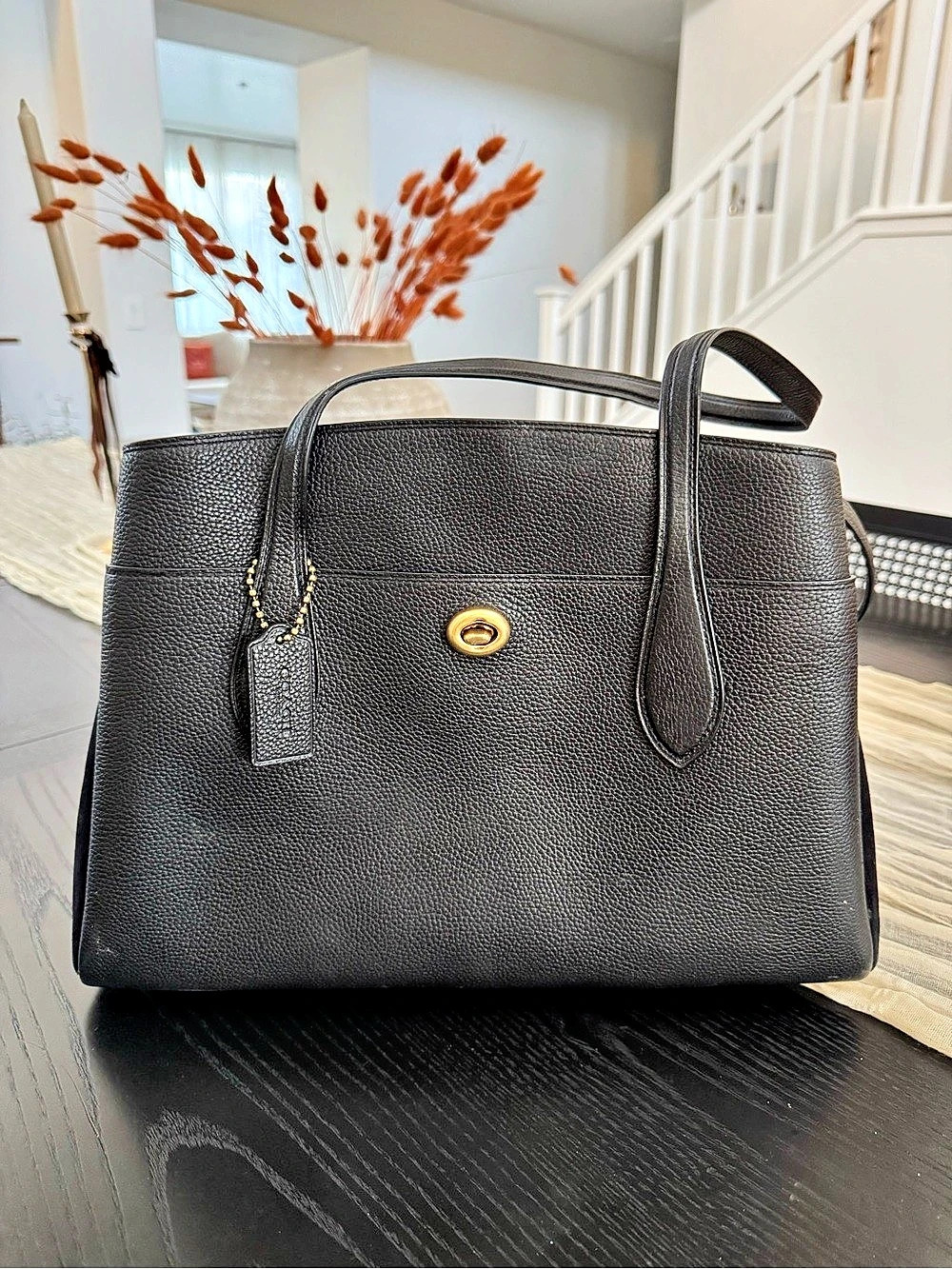 Coach Lora Carryall Black Leather